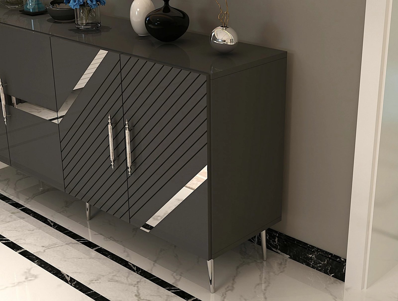 Konsolë Skye Decor, Fuga KB150, antracit, argjend