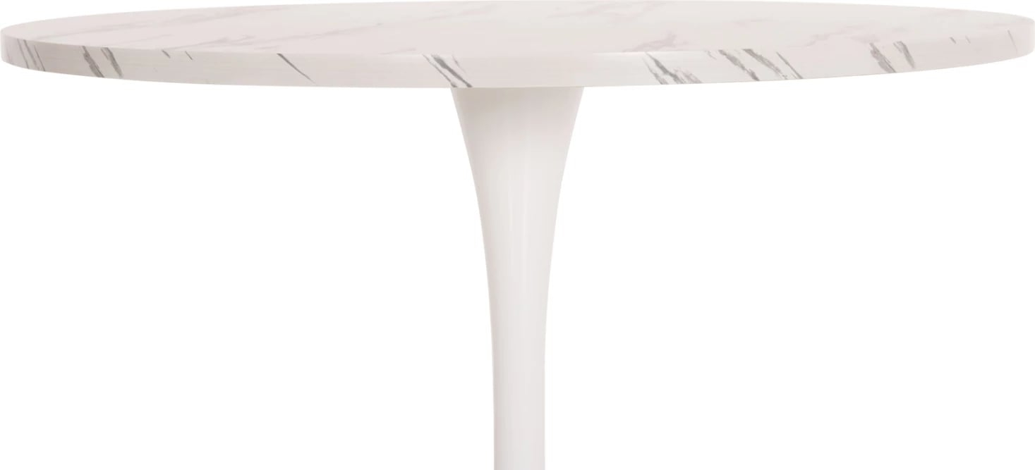 Tavolinë e rrumbullakët ngrënieje ROLLO, ngjyrë mermeri të bardhë, këmbë metalike, FH9421.11, 90x74cm
