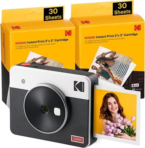 Kamerë portative Kodak Mini Shot 3 Retro C300RW60, me printer 3X3, i bardhë/zi