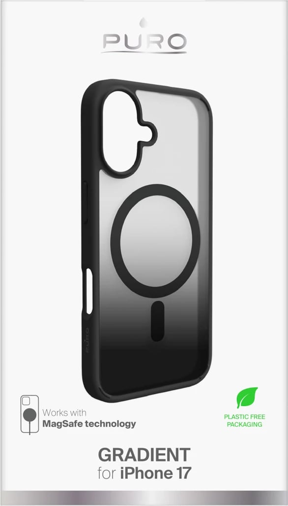 Mbështjellës Puro Gradient për iPhone 17, MagSafe, TPU, i zi