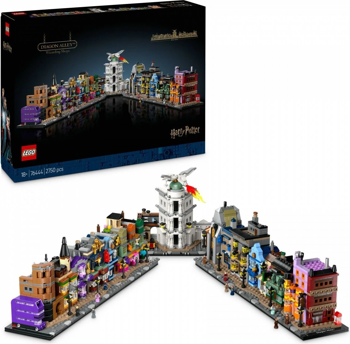 Set ndërtimi LEGO Harry Potter 76444 Dyqanet Magjike në Diagon Alley, 2750 pjesë, plastikë