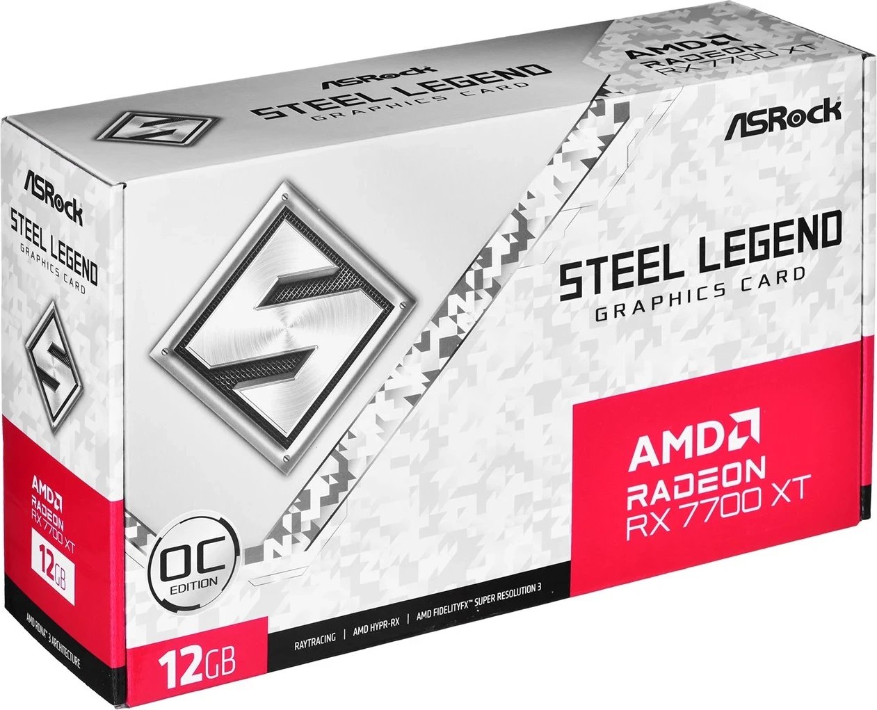 Kartë Grafike ASRock Radeon RX 7700 XT Steel Legend 12GB OC, e bardhë Kartë Grafike ASRock Radeon RX 7700 XT Steel Legend 12GB OC, e bardhë