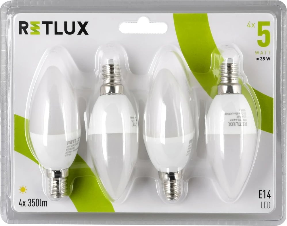 Poça Retlux REL 16 LED C37, E14 4 copë