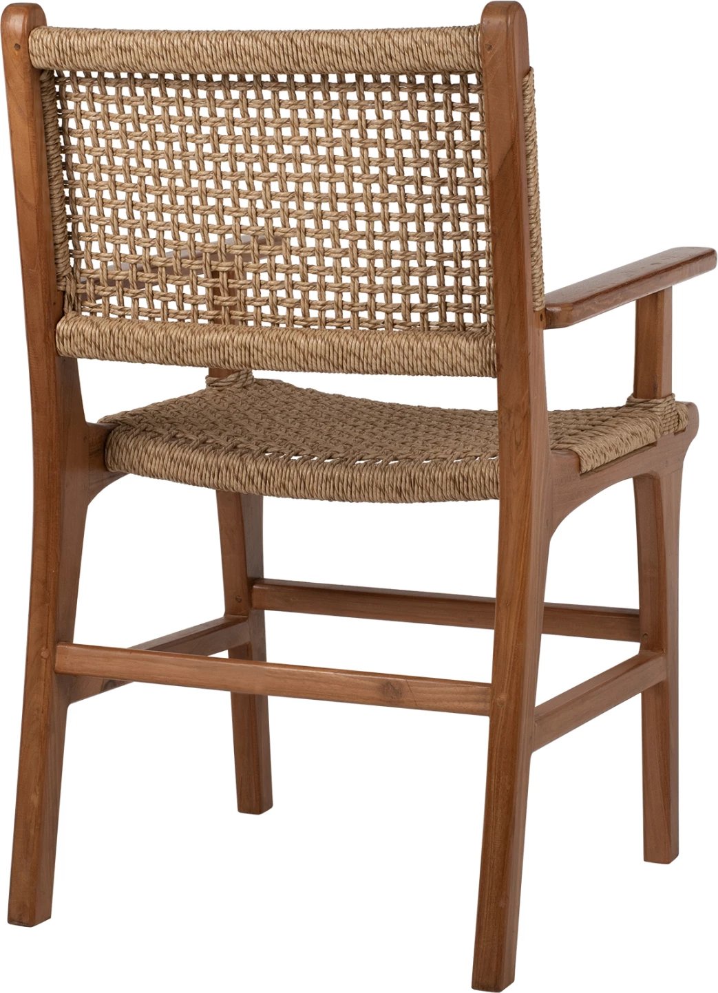 Karrige me krahë, dru teak, ngjyrë natyrale, litar rattan, 54x58x88H cm, FH9385.01