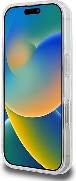 Mbështjellës Guess IML Glitter Circle MagSafe për iPhone 16 Pro Max, hardcase TPU/PC, kompatibil me MagSafe, transparent