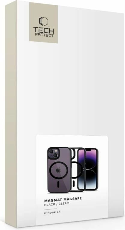 Mbështjellës Tech-Protect MagMat për iPhone 14, MagSafe, Transparent/Black