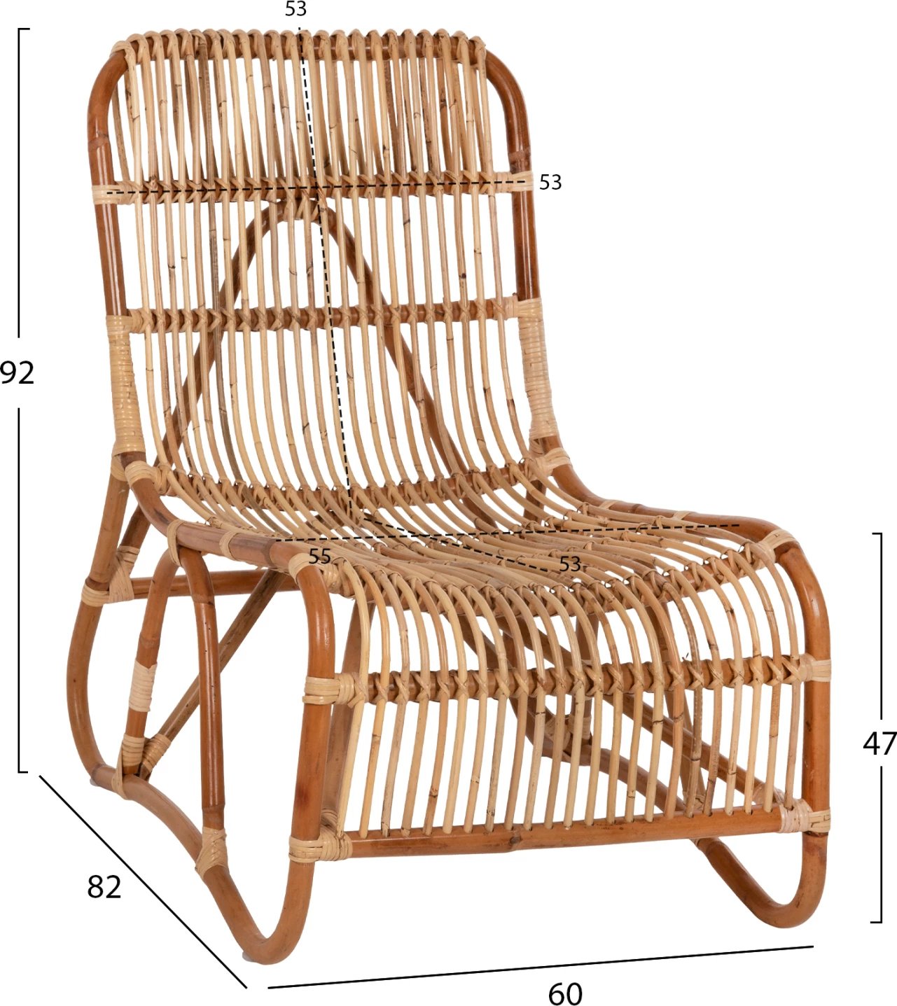 Karrige e jashtme BRONNY FH9644.01 rattan ngjyrë natyrale 60x82x92Hcm.