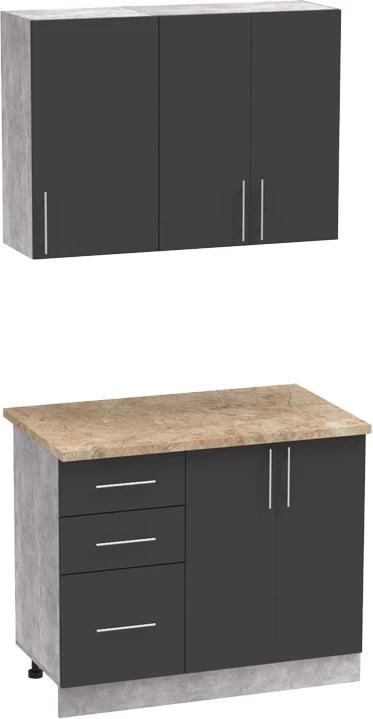 Njësi kuzhine Festa I melamine, ngjyrë gri e errët dhe sonoma, sipërfaqe pune 100x60x85cm