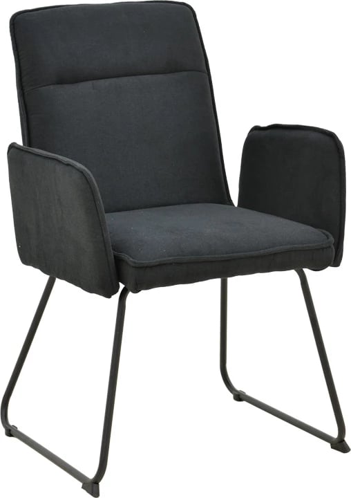 Karrige me krah Essential, set prej 4 copash, stof i zi, këmbë metalike të zeza, 55.5x59x89cm