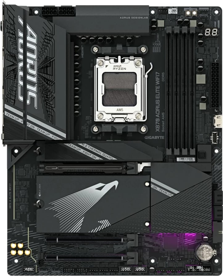 Pllakë amë Gigabyte X870 A ELITE WIFI7, Socket AM5, ATX, 4x DDR5, HDMI/USB-C, E zezë