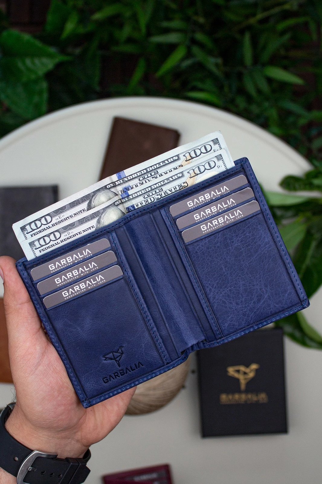 Mbajtës kartelash, lëkurë origjinale, ngjyrë e kaltër e errët, Zoozie Bags, Utah