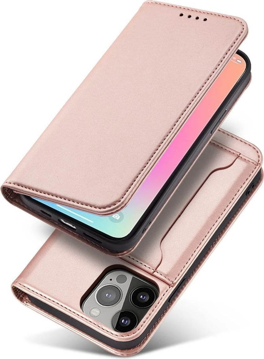 Mbështjellës Hurtel Magnet Card Case për Samsung Galaxy S23+, flip cover, portofol, rozë