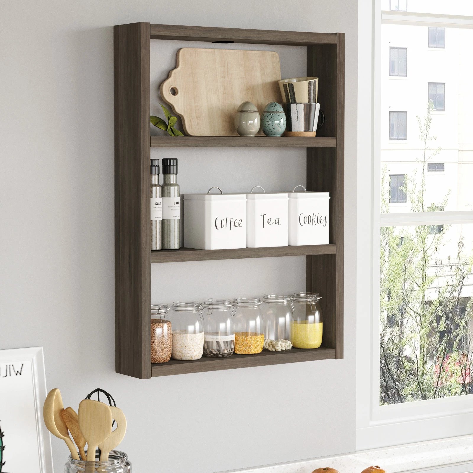 Raft muri Skye Decor, ngjyrë kafe, Pr1-Cu