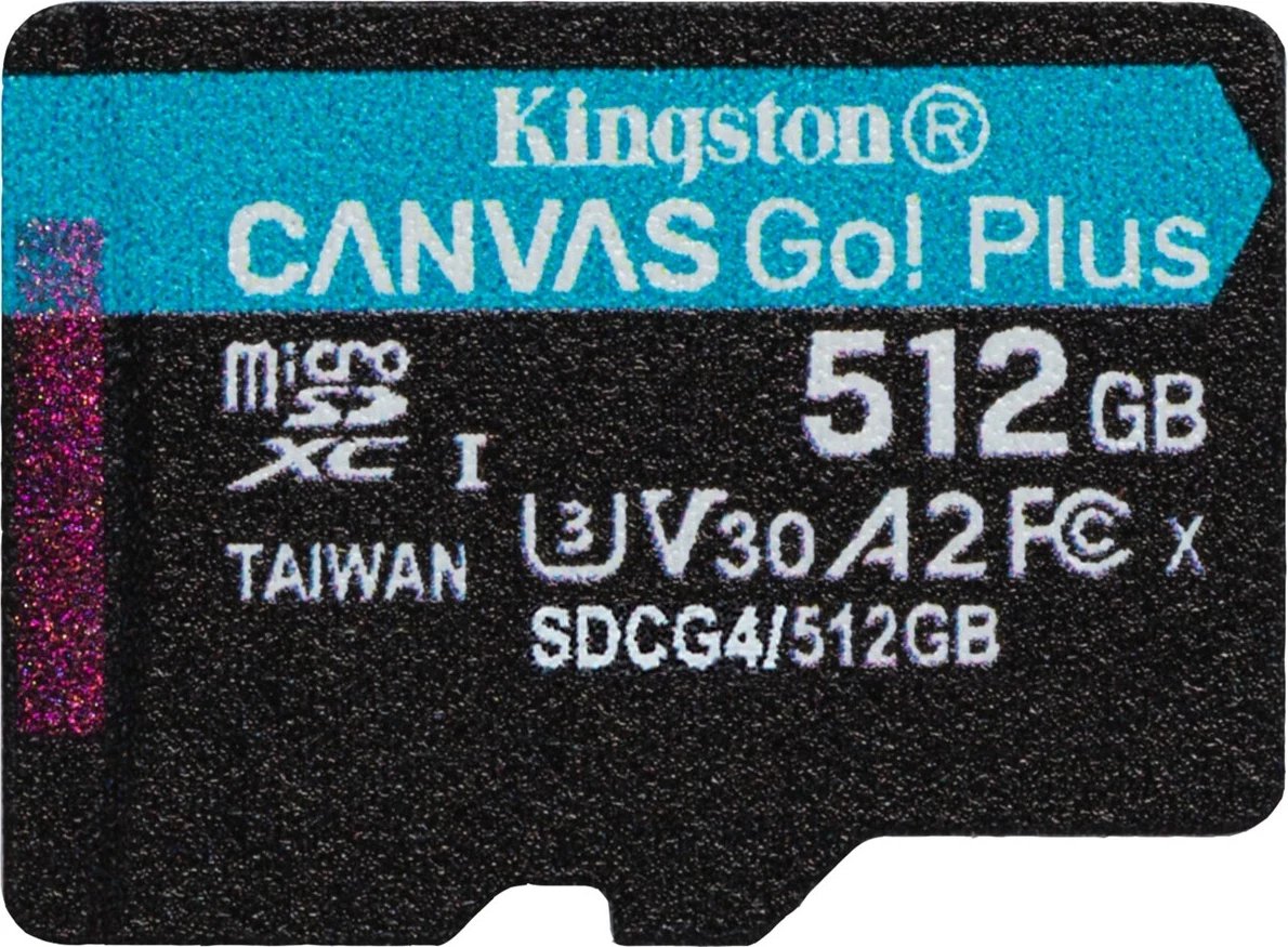 Kartelë memorie microSDXC Kingston Canvas Go Plus Gen4 512GB me adapter, Turquoise
