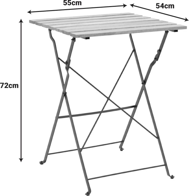 Tavolinë me karrige Pometia, set 3 copë, dru-metal, e palosshme