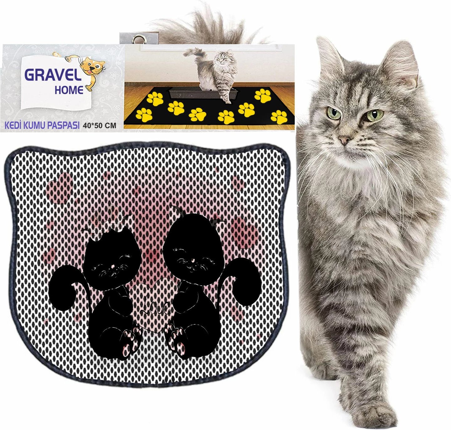 Tapet për rërë mace, shumëngjyrësh, Paws & Whiskers, Kdkafa0004, 40x50cm