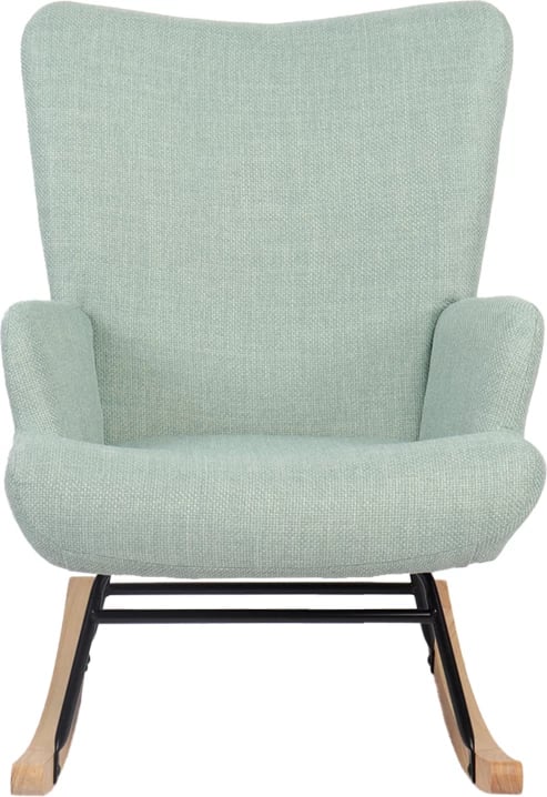 Karrige lëkundëse Jianna, stof mente, këmbë natyrale, 79x64x89cm