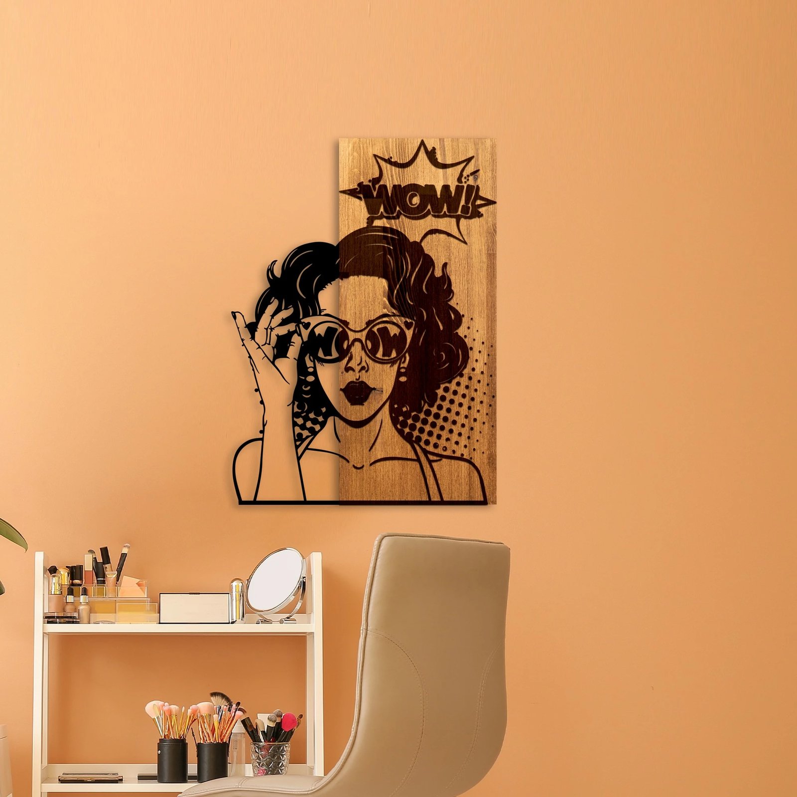 Aksesor dekorativ muri prej druri, Wallity, Wow