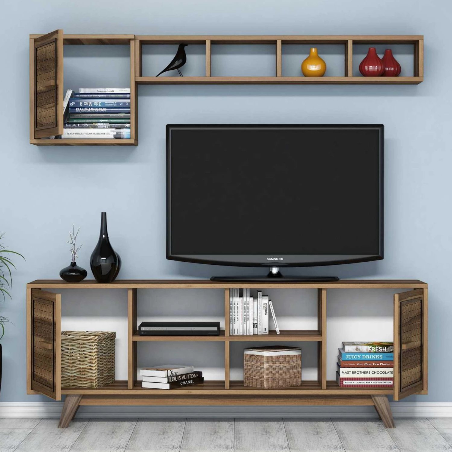 Set mobiljesh për TV, ngjyrë arre, FH9516.01, 160x35x56.2 cm
