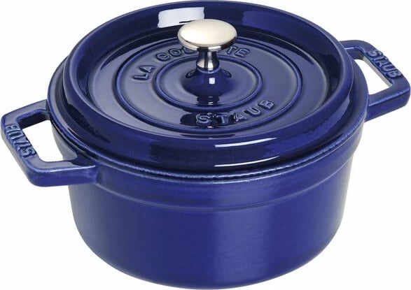 Cocotte STAUB, 20 cm, e rrumbullakët, e kaltër e errët, prej gize