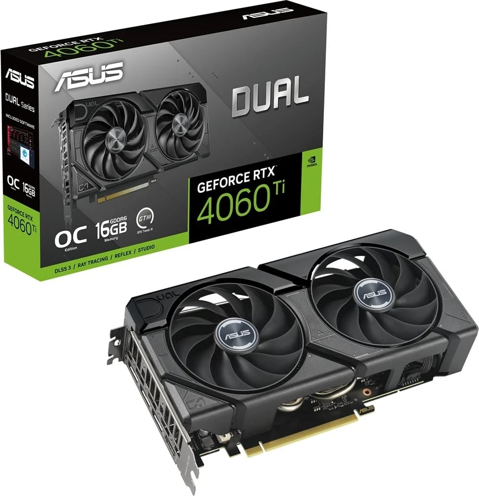 Kartelë grafike ASUS Dual -RTX4060TI-O16G-EVO, 16 GB, e zezë