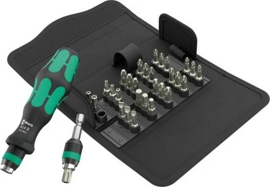 Set kaçavidash Wera 816 R Kraftform, 32 pjesë, 1/4", me bita Phillips/Pozidriv/Torx, me kuti tekstile, e zezë/metalike