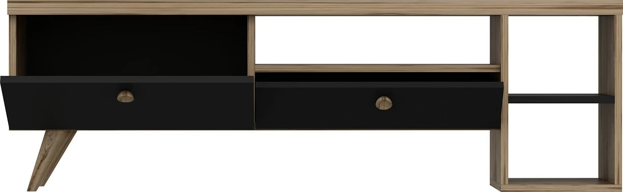 Komodë TV Parion, ngjyrë e zezë dhe lis, Hanah Home