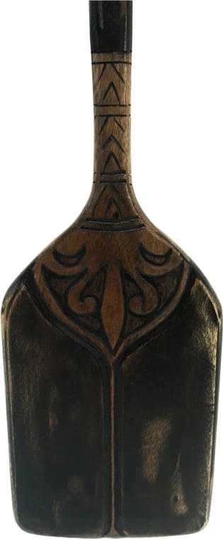 Dekor për mur, lopatë druri Boon, dru mahogany, ngjyrë e zezë-natyrale, 20x3x120cm