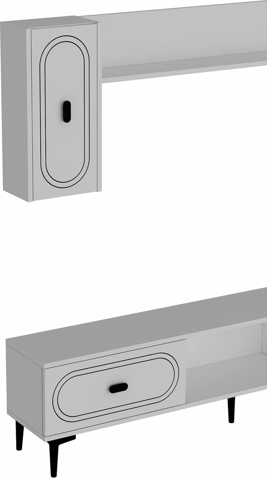 Komodë TV Skye Decor, e bardhë, me rafte dhe dollapë