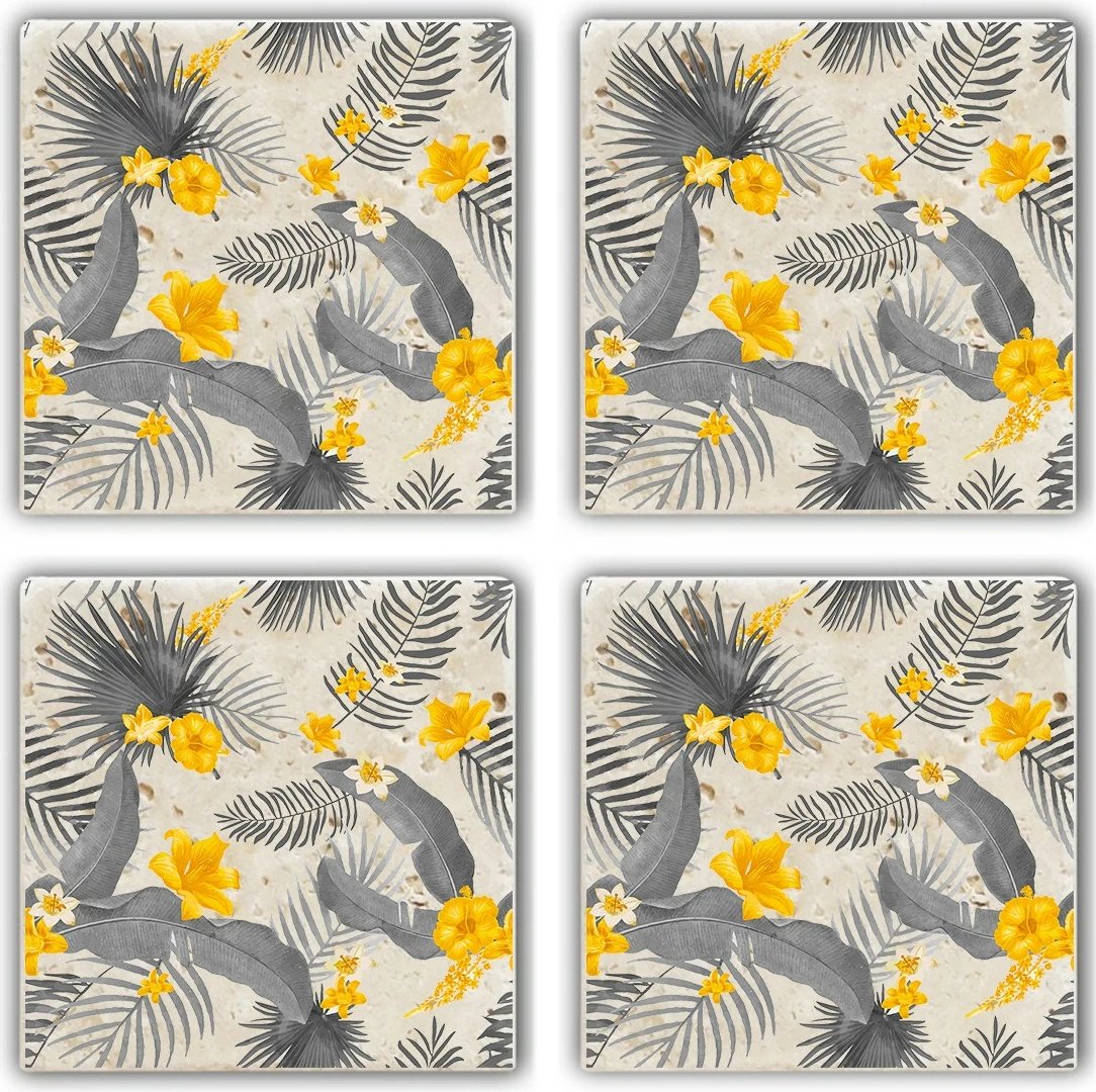 Nënstresa për gota prej guri natyral, shumëngjyrëshe, set prej 4 copësh, Hermia TAB7696244