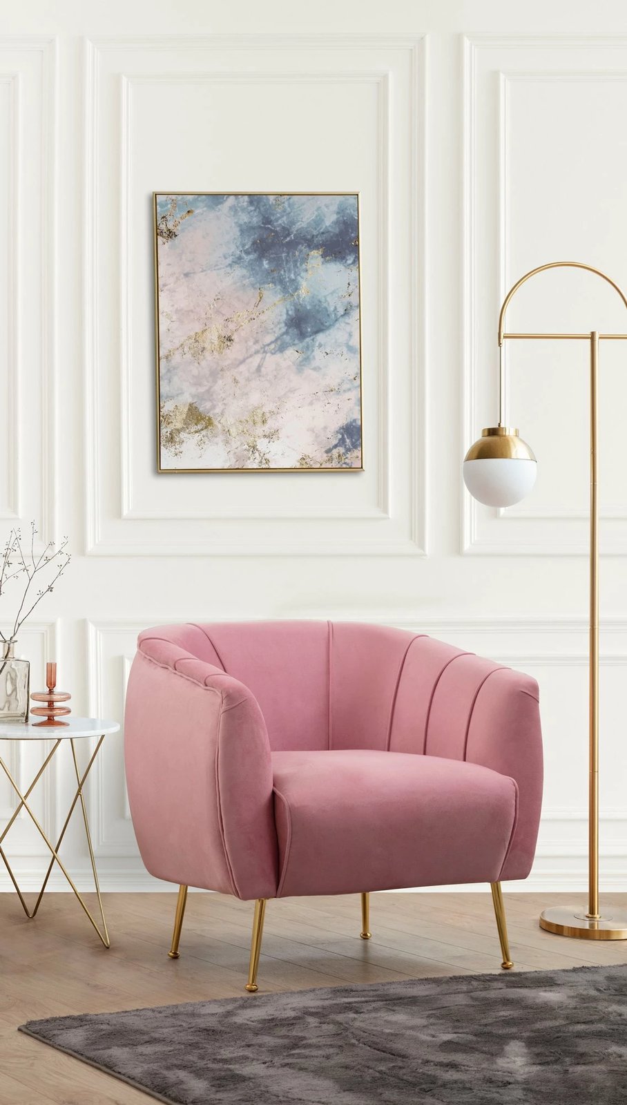 Karrige krahu Atelier del Sofa, ngjyrë trëndafili e zbehtë