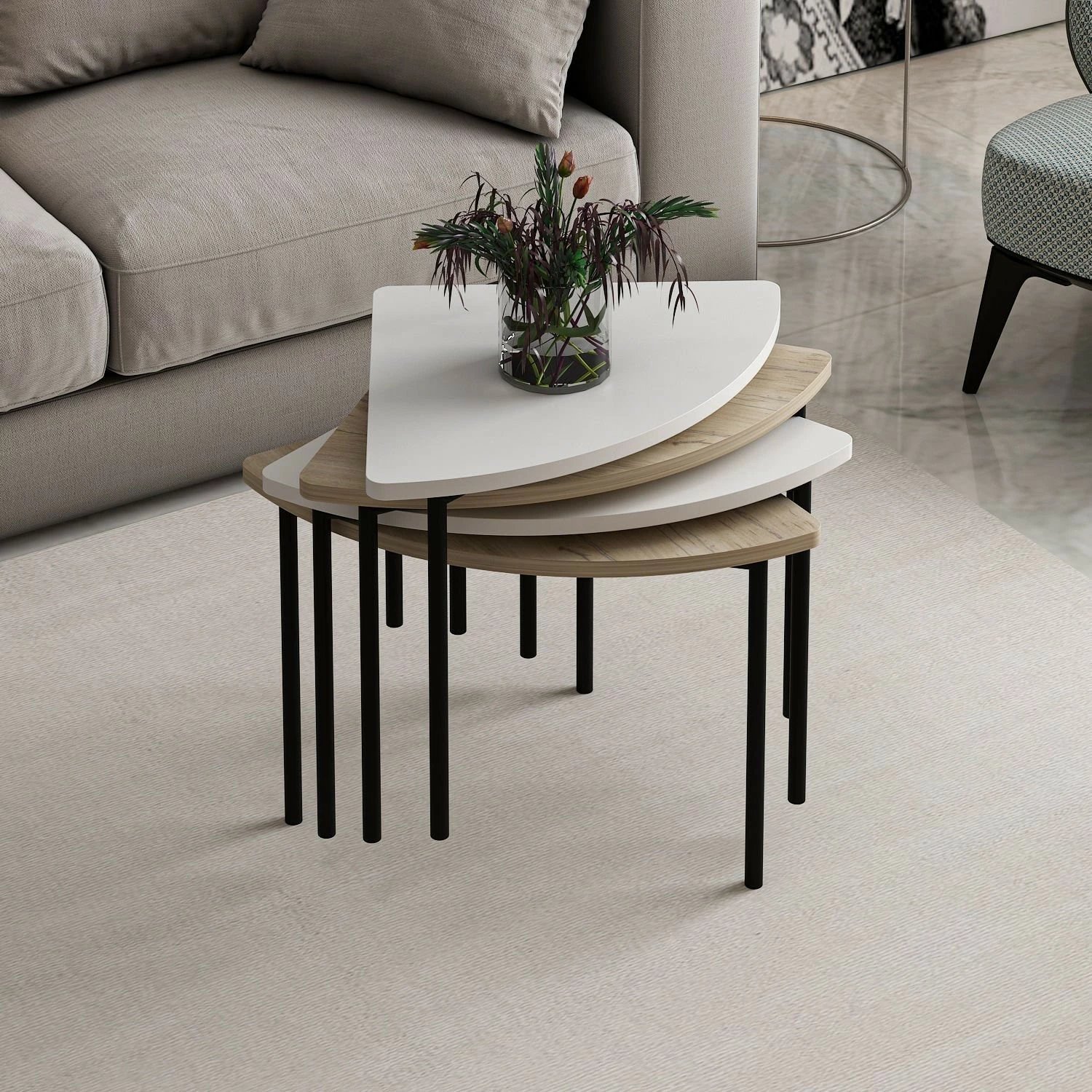 Tavolinë e ulët për kafe, Skye Decor, Emma - 8918, e bardhë