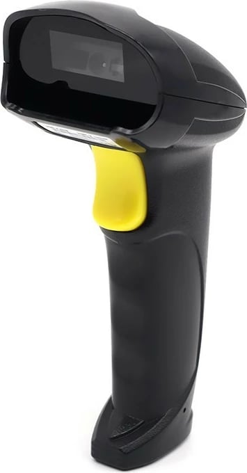Skaner barkodesh me lazer Qoltec 50853, 1D/2D, i zi/verdhe, me kabllo USB