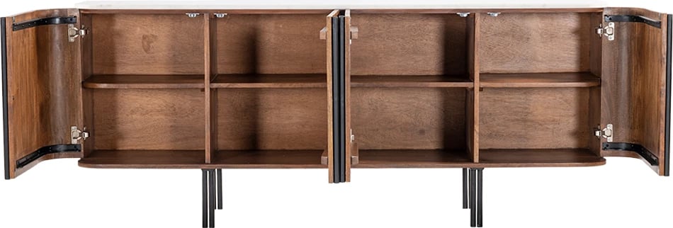 Bufe Terra Nova, 4 dyer, dru arre, mermer i bardhë, 180x40x76