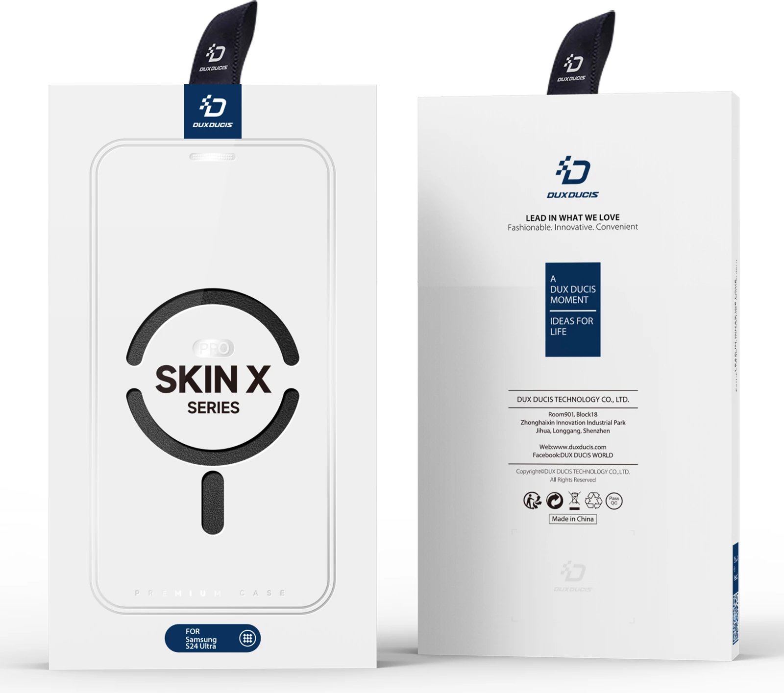 Mbështjellës Dux Ducis Skin X Pro për Samsung Galaxy S24 Ultra me unazë magnetike dhe kapak, e zezë