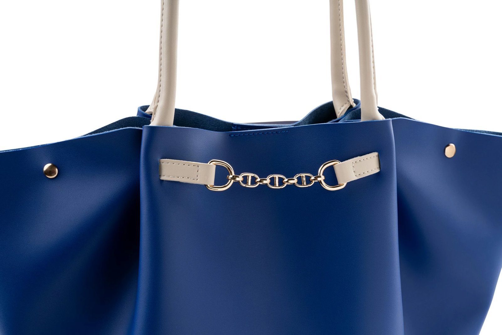 Çantë tote Lucky Bees, ngjyrë sax blue dhe krem, 1249