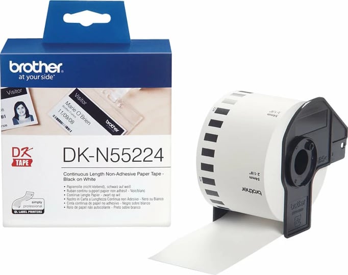 Rrolë etiketa Brother DK-N55224, 54mm, 30.5m, e bardhë me të zezë