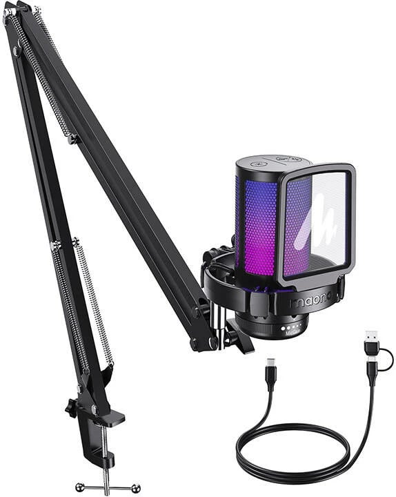 Mikrofon gaming Maono DGM20 S, kondensator, me ndriçim RGB, i zi