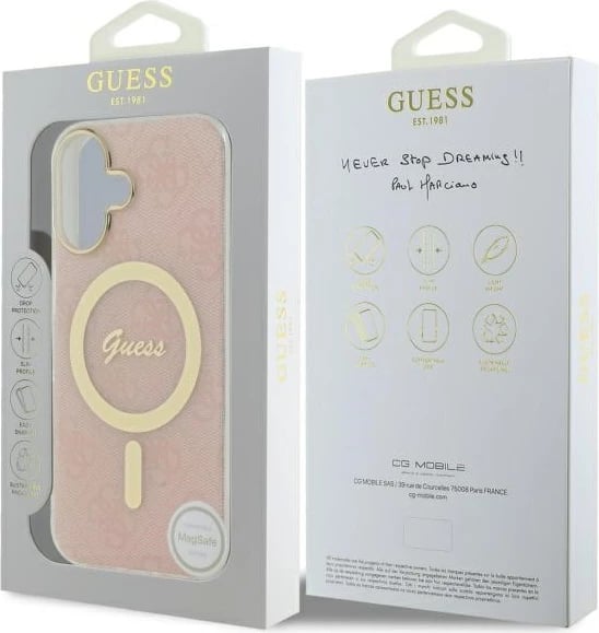 Mbështjellës Guess IML 4G MagSafe për iPhone 16, Rozë Mbështjellës Guess IML 4G MagSafe për iPhone 16, Rozë