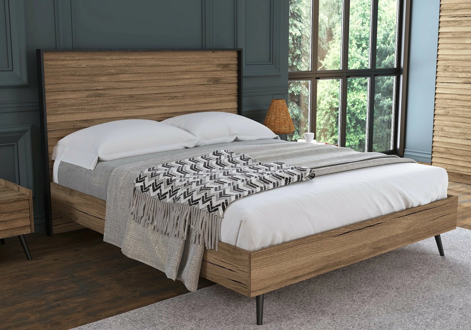 Krevat dopio, ngjyrë arre, FRN-7004