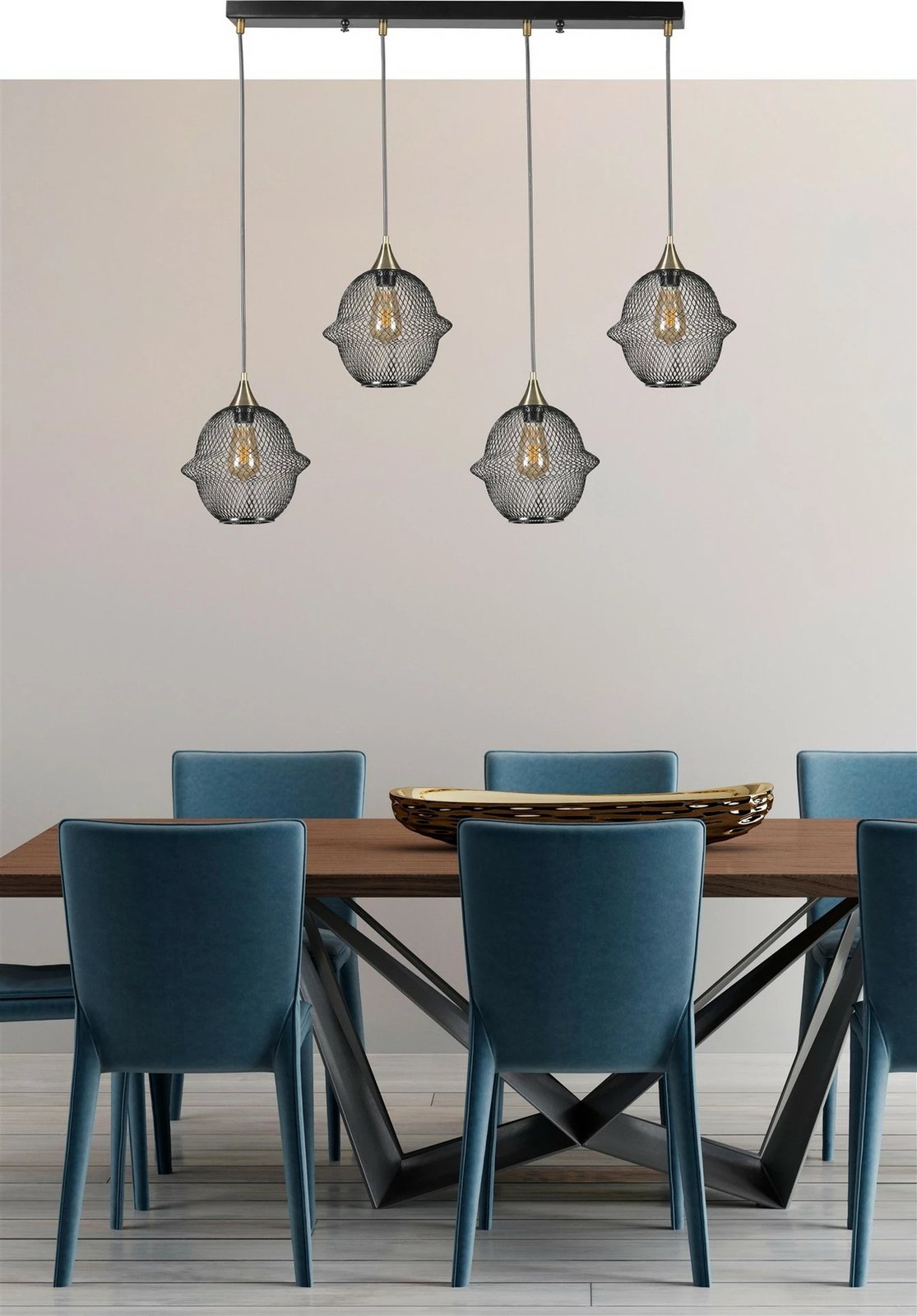 Llambë tavani Opviq Merkür, 4 llampa, e zezë, varëse