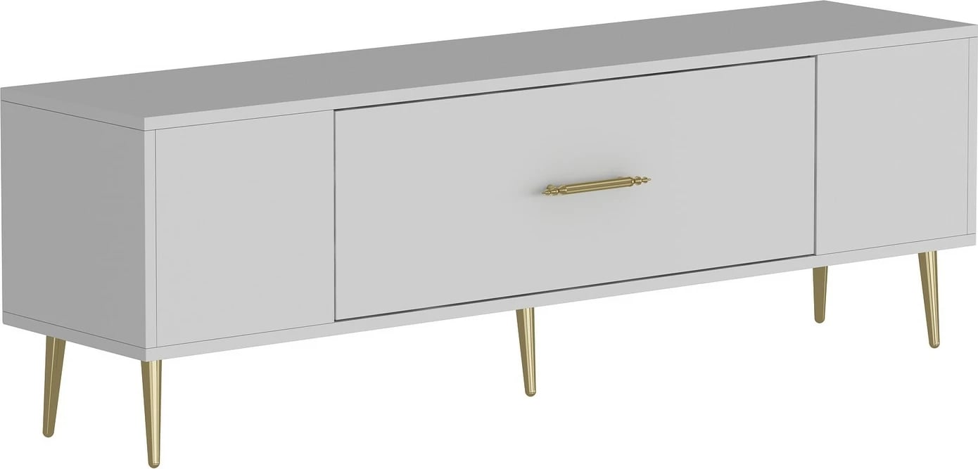 Komodë TV Skye Decor, e bardhë, e artë