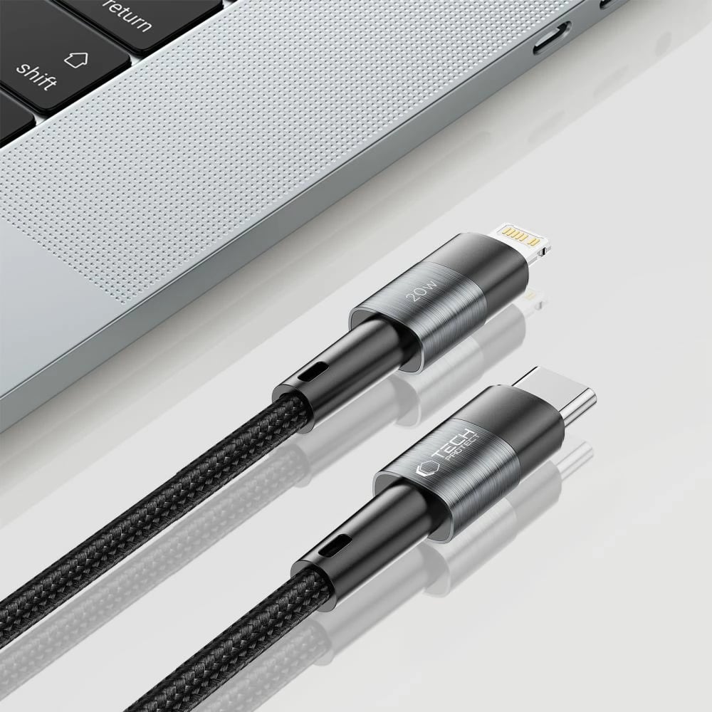Kabllo Tech-Protect UltraBoost, USB-C në Lightning, 2m, 20W, Gri