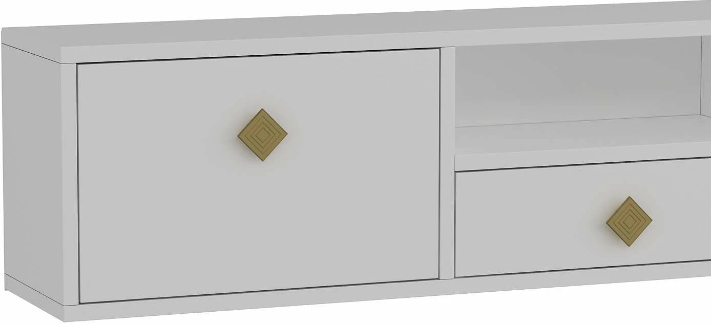 Komodë TV Skye Decor, e bardhë, e artë, 1305-DROP-1