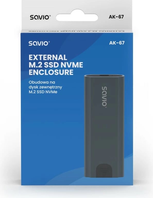 Kasë e jashtme për SSD M.2 NVMe Savio AK-67, USB-C 3.1, Gri