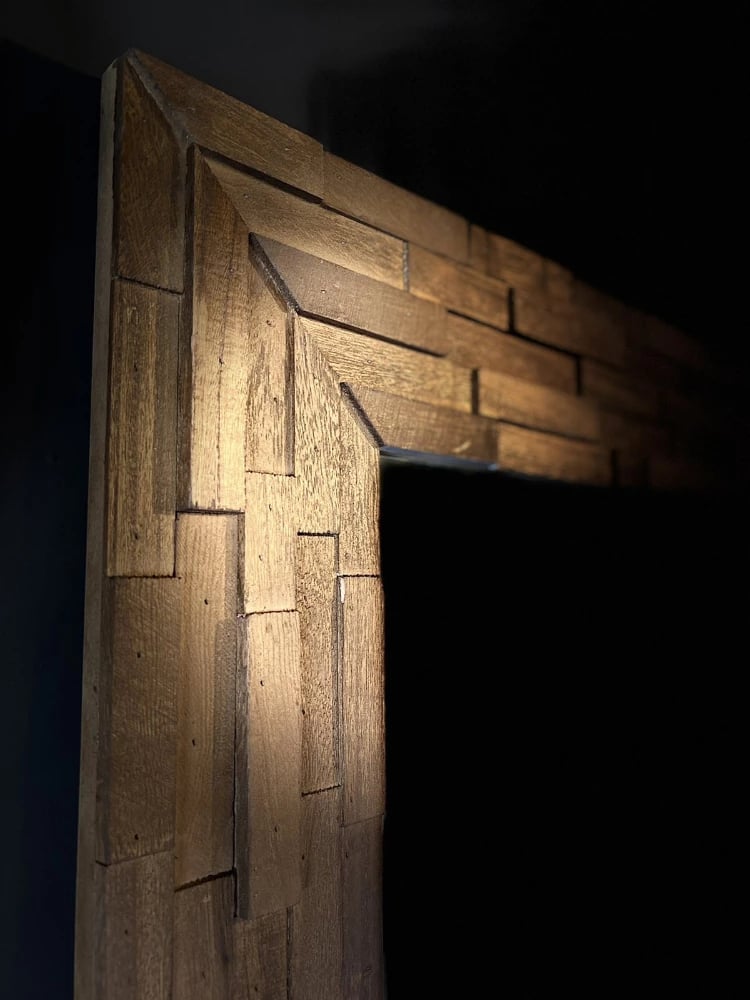 Pasqyrë Woody, ngjyrë kafe, dru paulownia, 80x6x180 cm