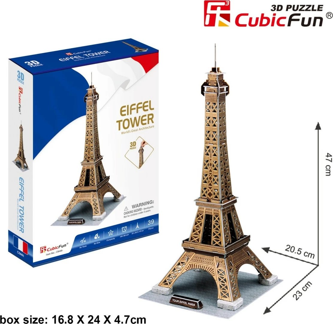 Puzzle 3D Cubic Fun Eiffel Tower C044H, 39 pjesë