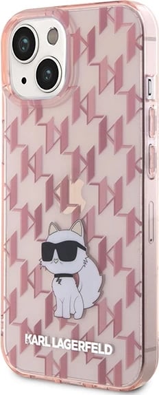 Mbështjellës Karl Lagerfeld Monogram Choupette për iPhone 15, Rozë