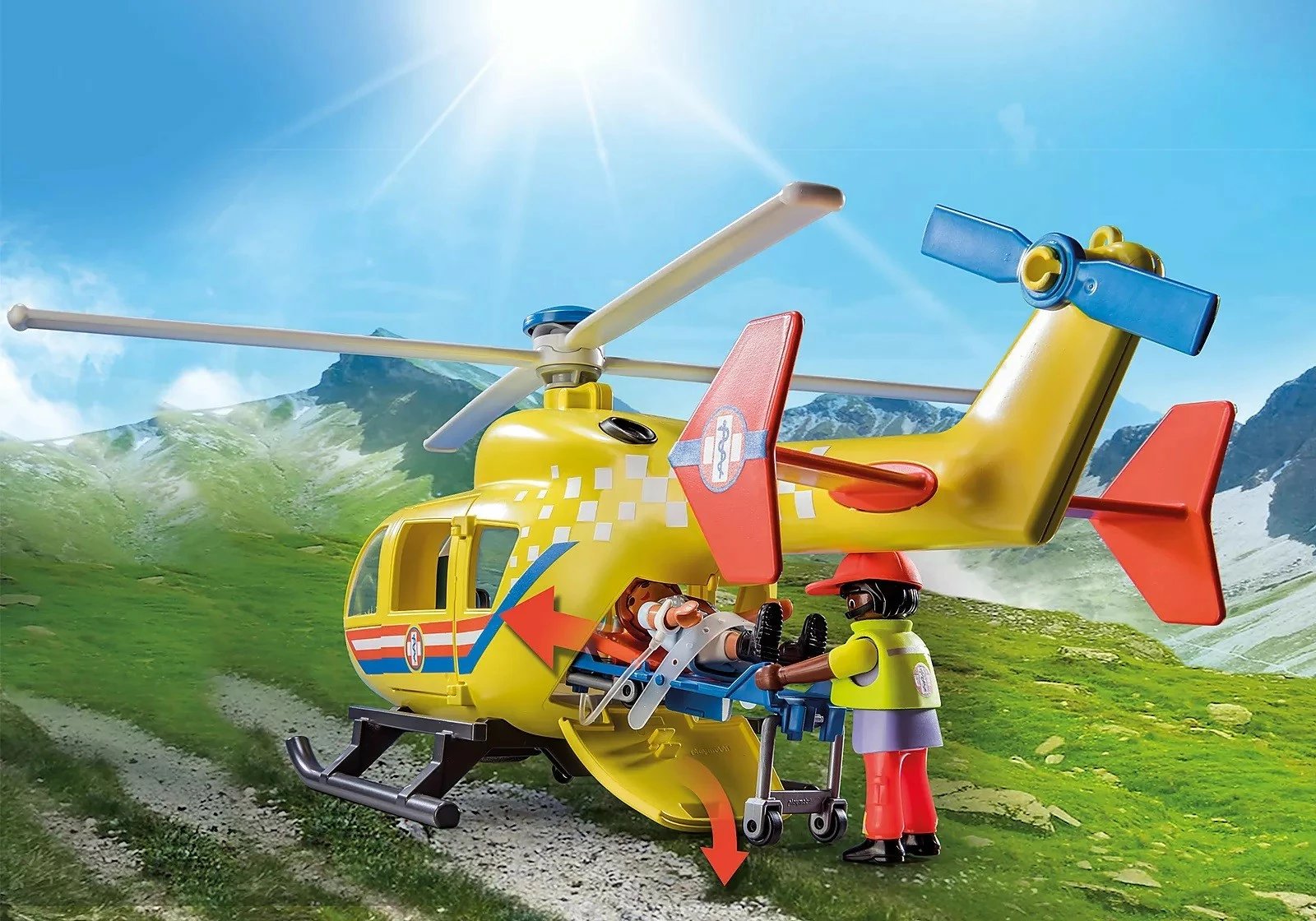 Set lodrash Playmobil City Life Rescue Helicopter 71203, 48 pjesë