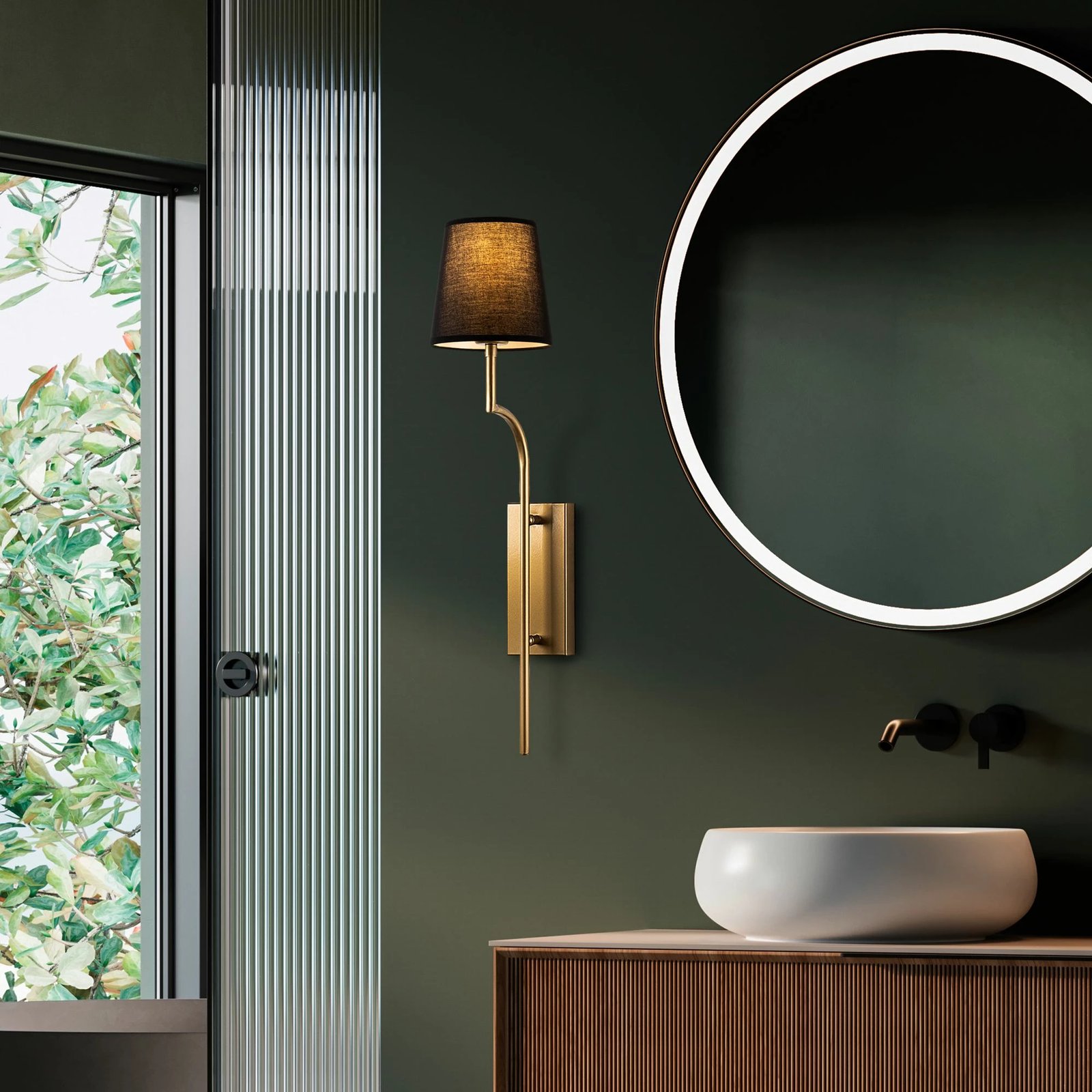 Llambë muri Opviq, Lumora - 15331, trup metalik, ngjyrë ari dhe e zezë